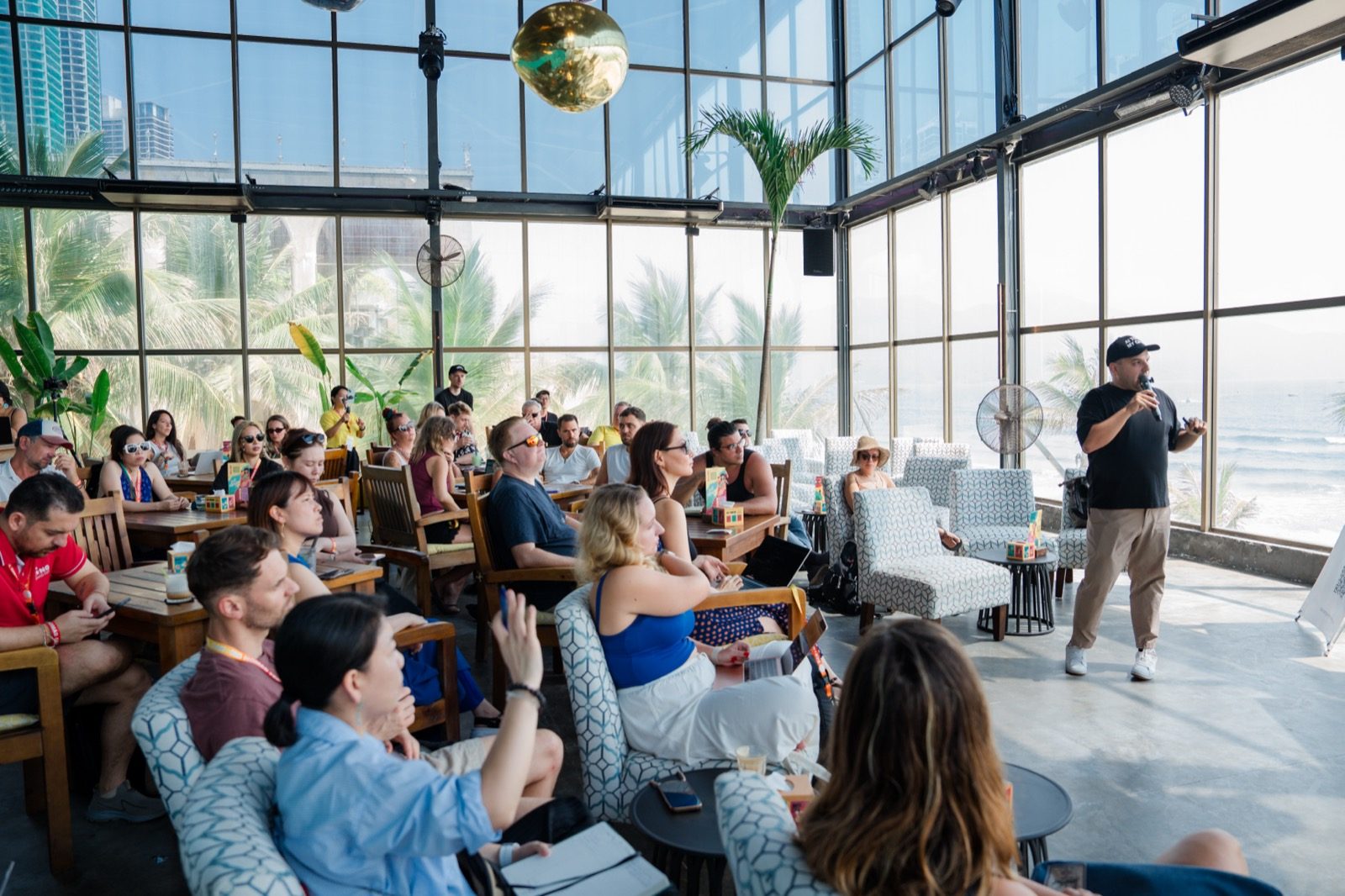 Ruben speaking at Da Nang Nomad Fest